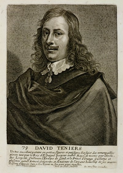 Zelfportret, plaat 79 uit een serie portretten van kunstenaars, gegraveerd door Pieter de Jode II door David Teniers the Younger